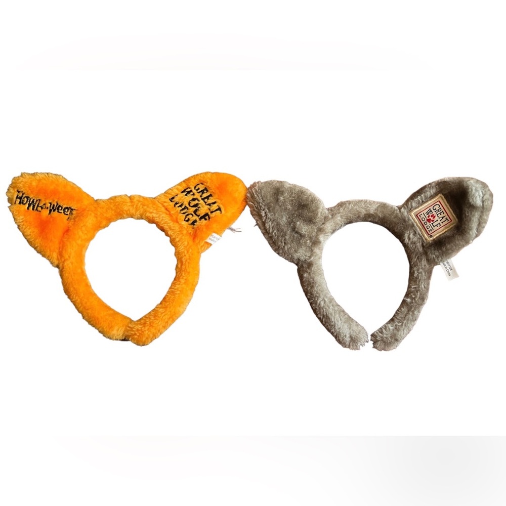 2 PAIRS OF GREAT WOLF LOUNGE EARS Halloween Howl-o-ween Orange | Fuzzy ears